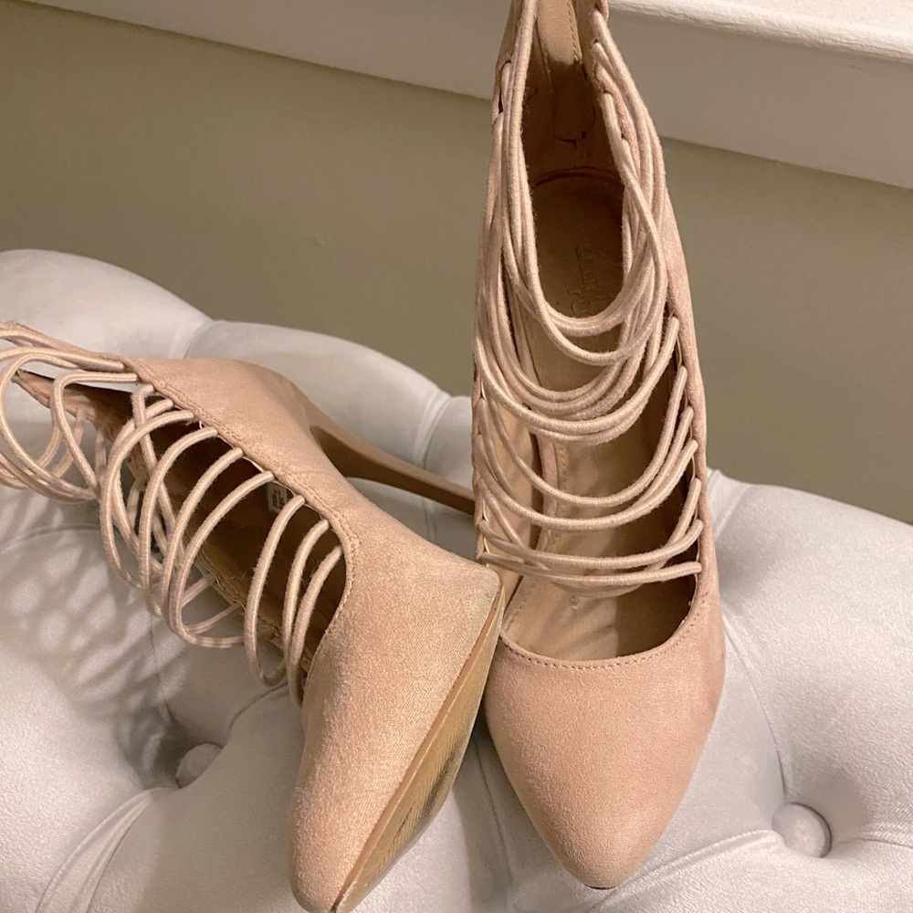 Charlotte Russe Pink Blush Strappy Stiletto Heel 7